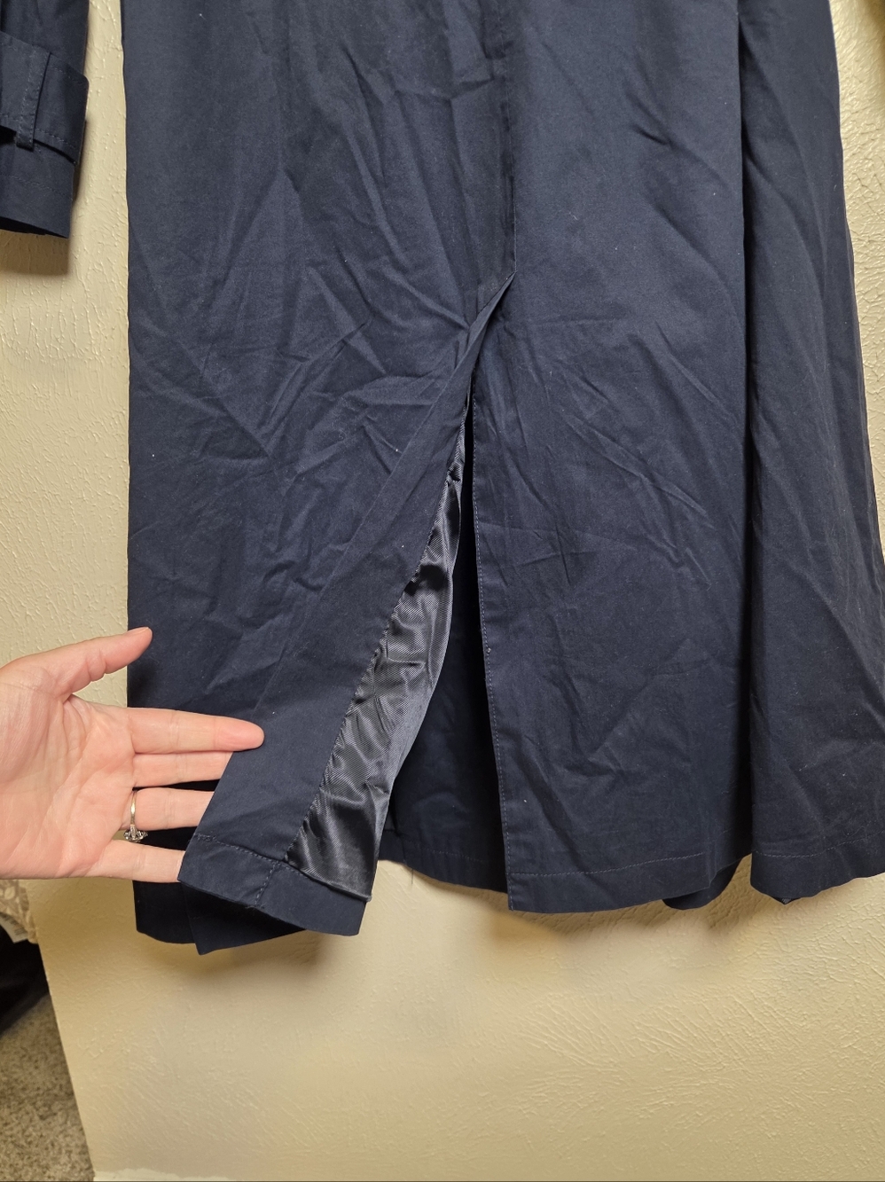 Banana Republic Classic Cotton Twill Trench Preppy Navy Lined 804230 Women's XL - Picture 10 of 15